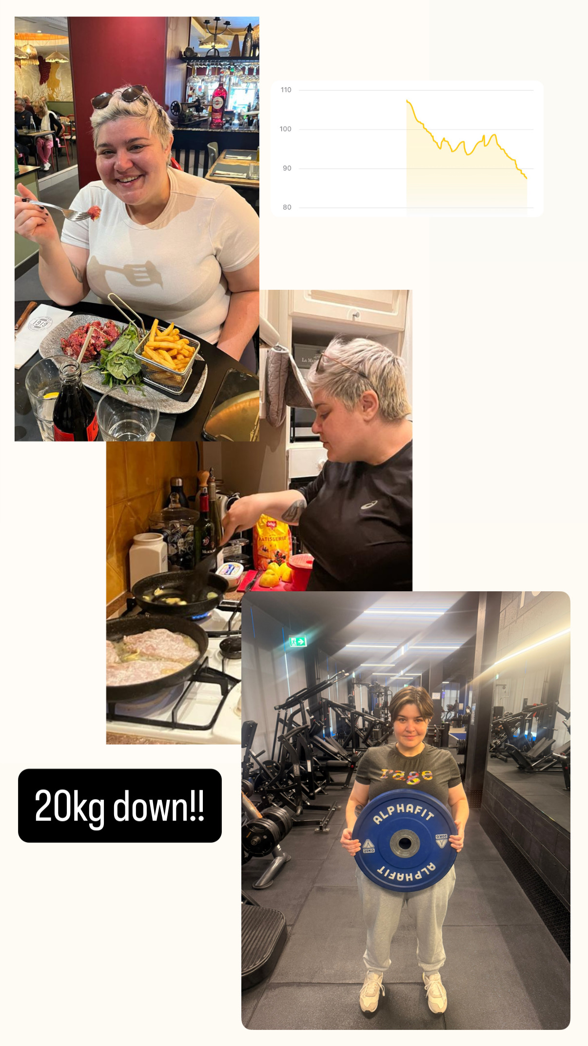 Monica progress collage documenting her weight-loss journey