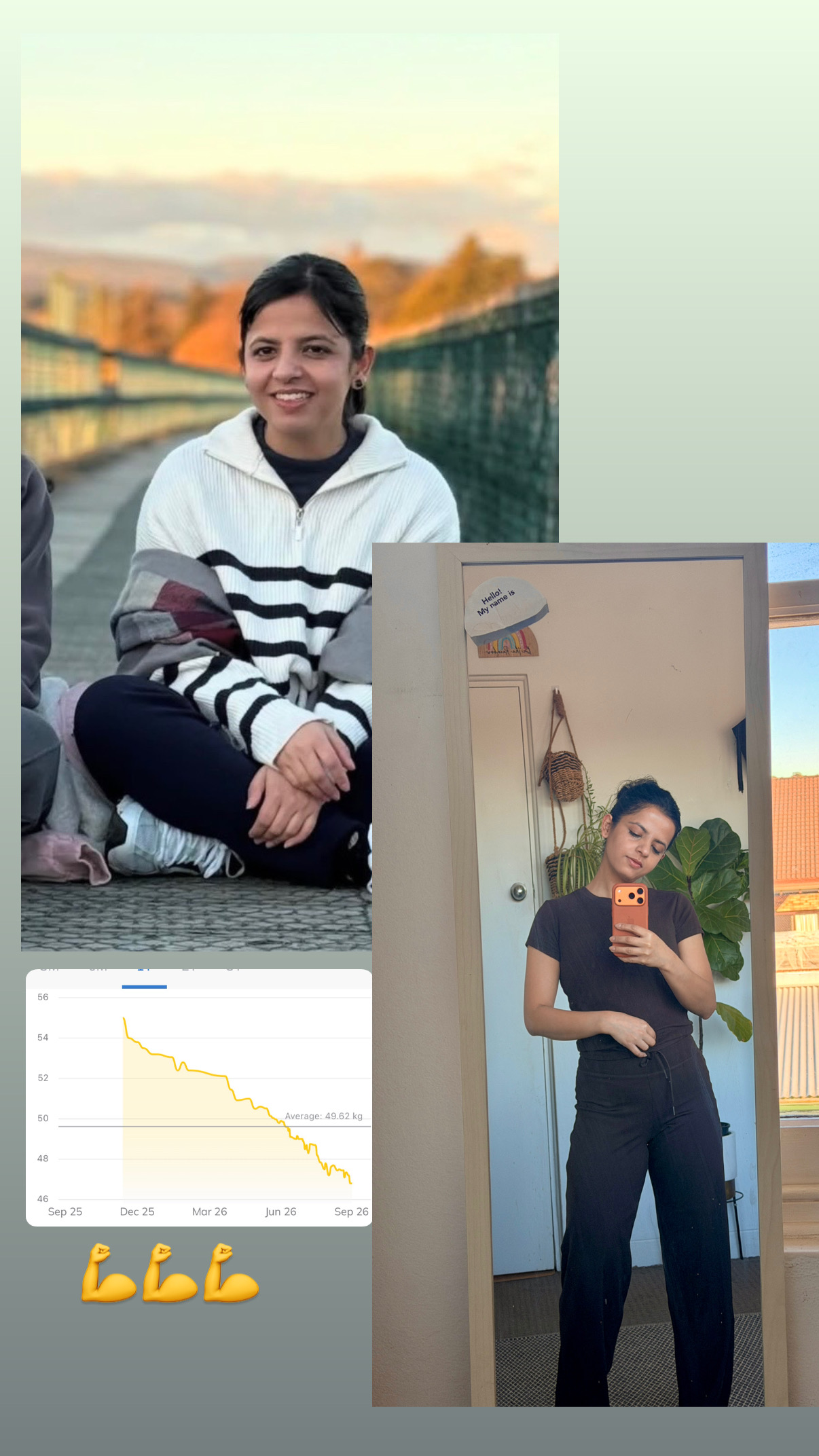 Shraddha progress photos and weight tracking
